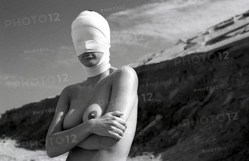 Woman with head bandage