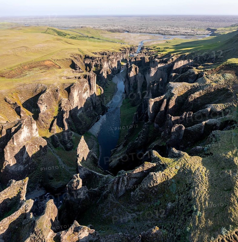 Aerial view of Fjaorargljufur Canyon
