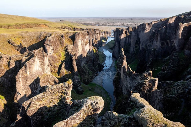Aerial view of Fjaorargljufur Canyon