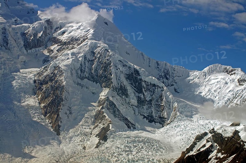 Snow-capped mountains and huge glaciers