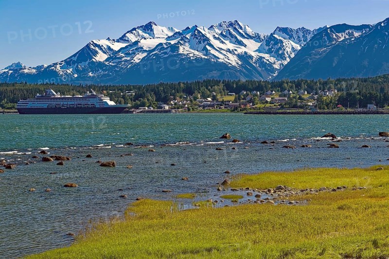 Cruise ship in the harbour of Haines at the Inside Passage