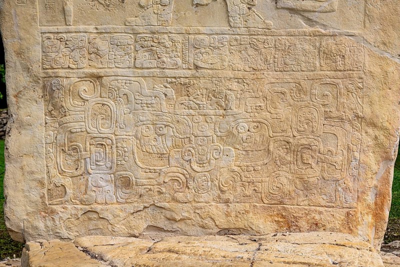 Old inscriptions at the ancient Maya archaeological site Bonampak