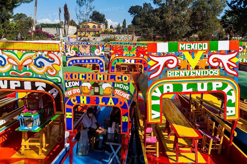 Colourful boats on the aztec canal system