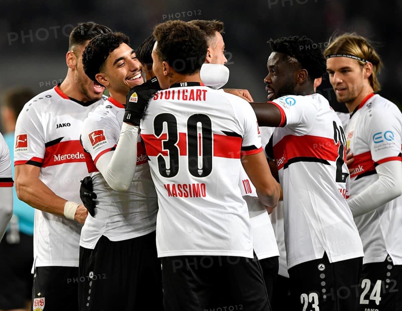 Goal celebration with Hiroki Ito VfB Stuttgart
