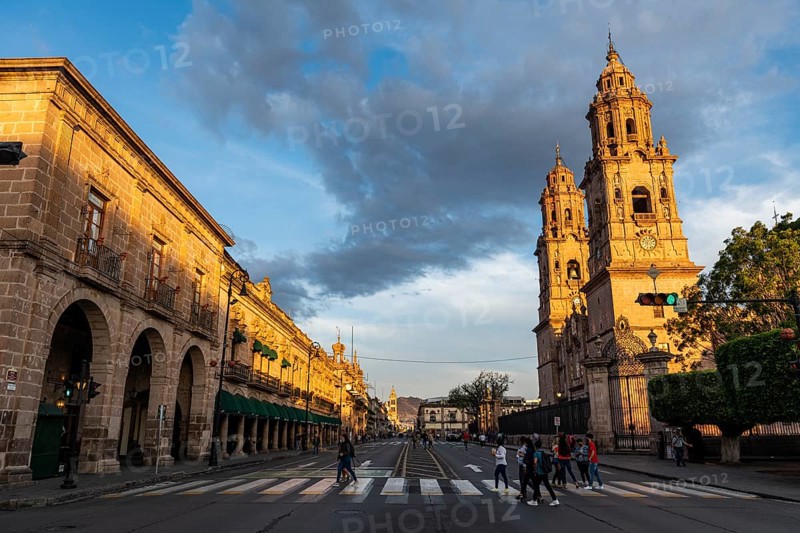 Morelia cathedral at sunset