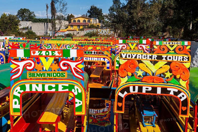 Colourful boats on the aztec canal system