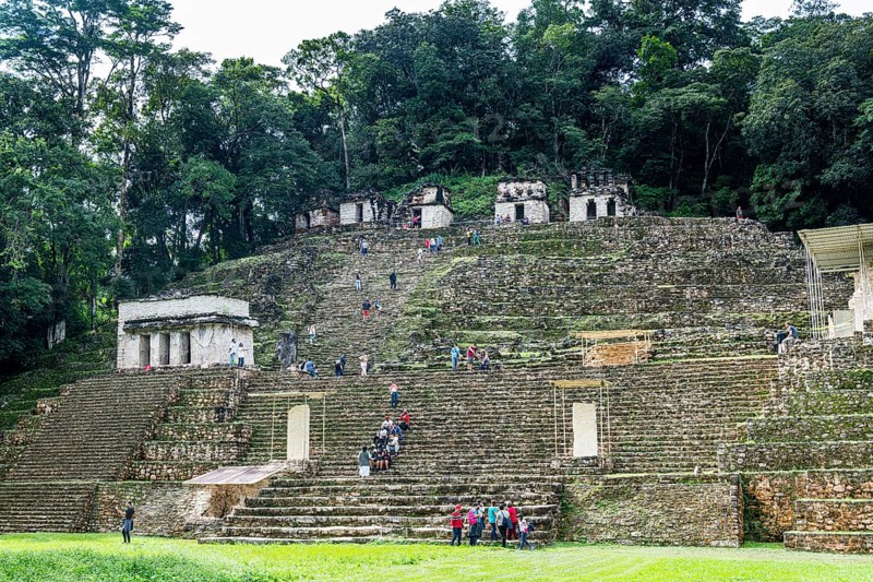 Old inscriptions at the ancient Maya archaeological site Bonampak