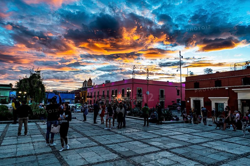 Square before the Church of Santo Domingo de Guzman at sunset