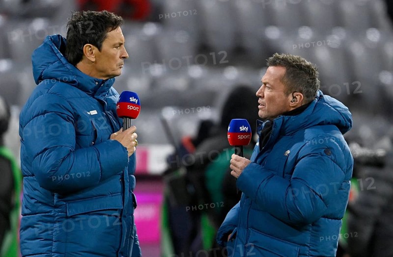 SKY presenter Sebastian Hellmann interviewing football expert Lothar Matthaeus