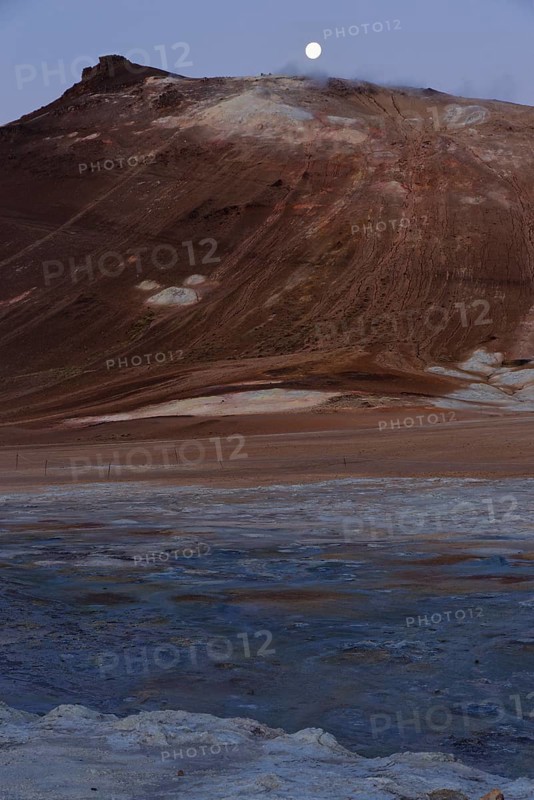 Moon over geothermal area Hverir