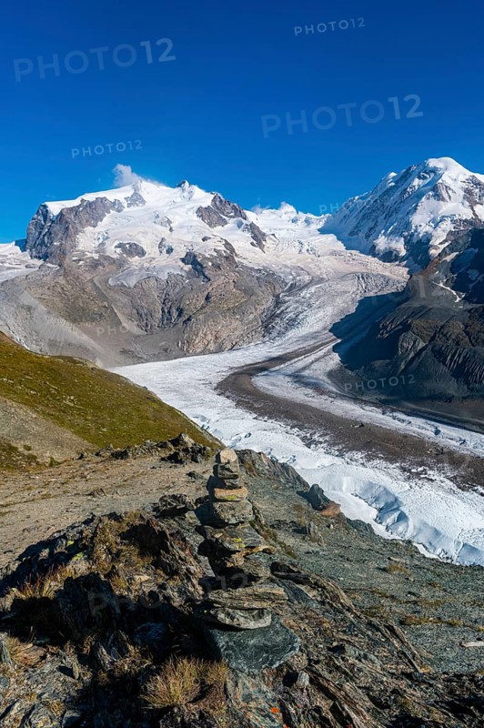 Mountains and Glacier on the Pennine Alps
