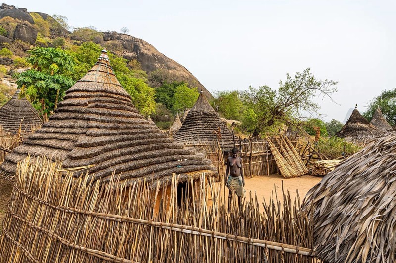 Traditional built huts of the Laarim tribe