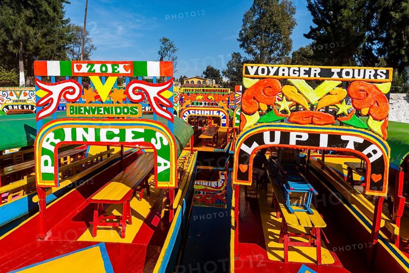 Colourful boats on the aztec canal system