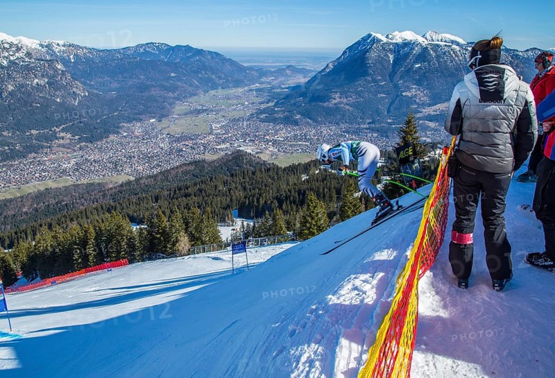 Ski racer takes off for the Kandahar downhill run