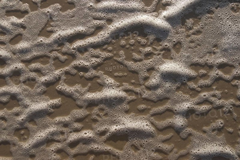 Foam formation due to wind and waves on the beach