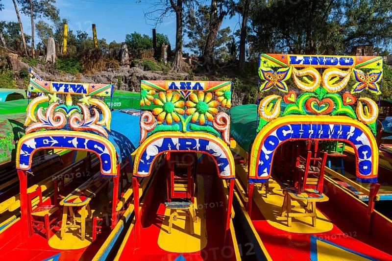 Colourful boats on the aztec canal system