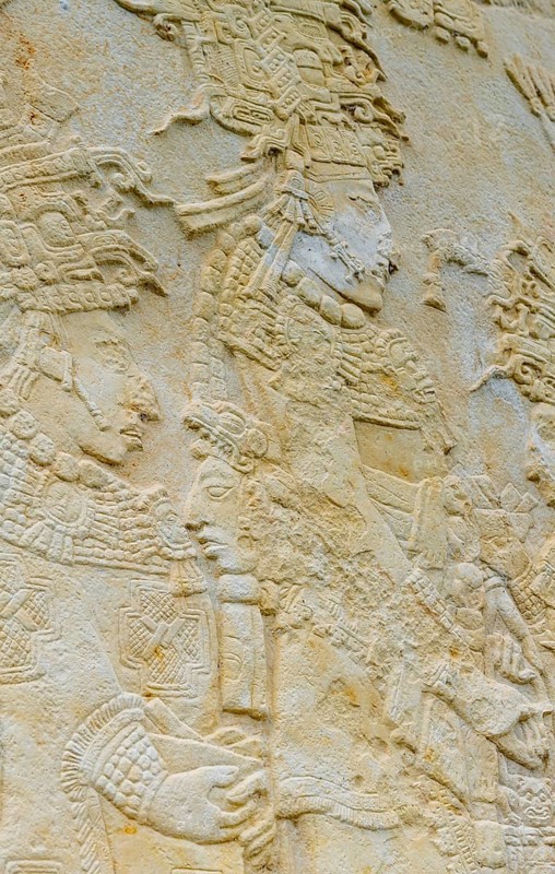 Old inscriptions at the ancient Maya archaeological site Bonampak