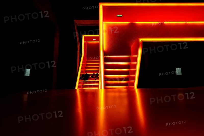 Illuminated staircase in the Ruhr Museum at Zeche Zollverein