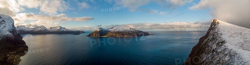 View from Brosmetinden hiking trail across Ersfjord to Sesso Island