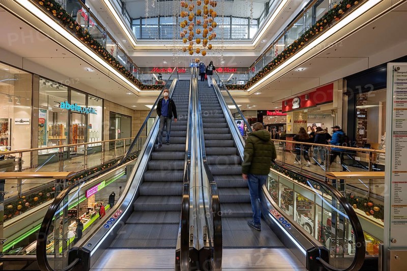 Escalator in the Forum Allgaeu shopping centre built 2001-2003