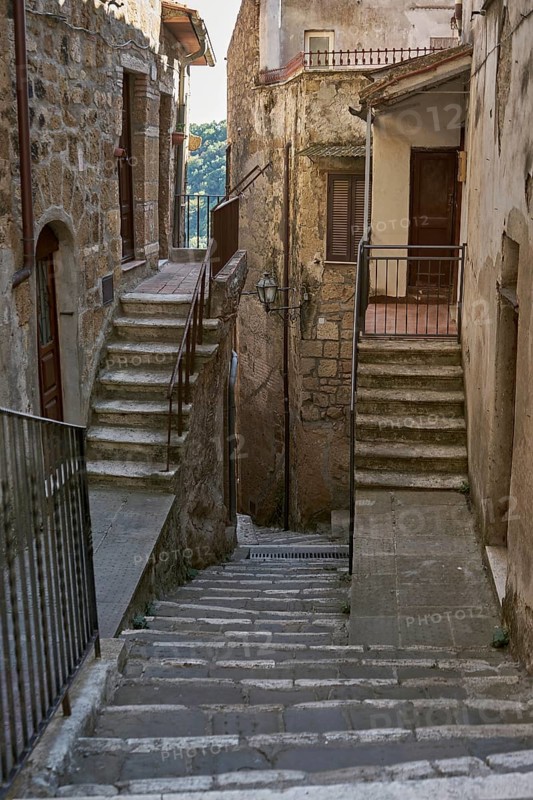 Picturesque alley with many steps