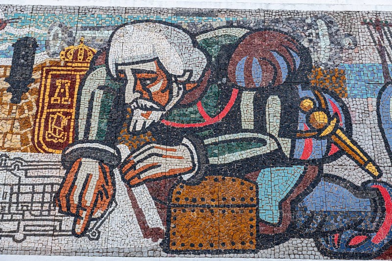 Wall murals on a colonial buildings