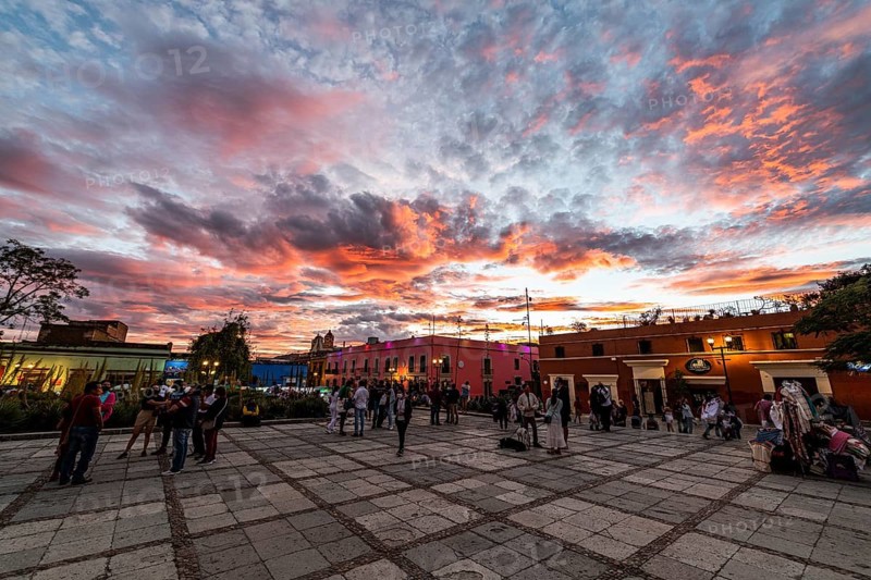 Square before the Church of Santo Domingo de Guzman at sunset