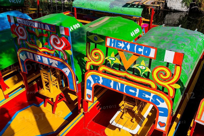 Colourful boats on the aztec canal system