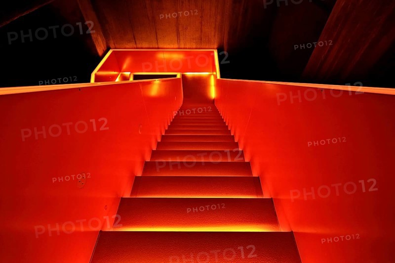 Illuminated staircase in the Ruhr Museum at Zeche Zollverein