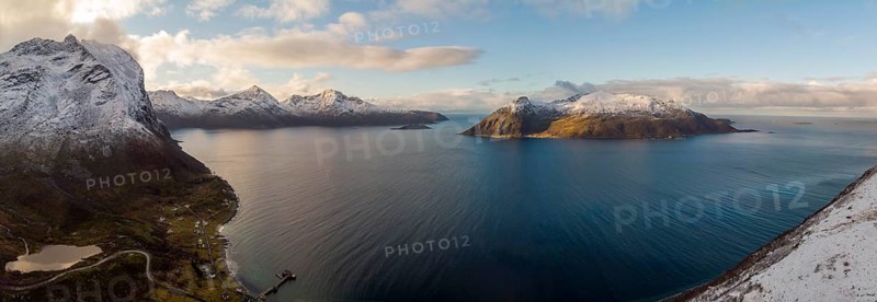 View from Brosmetinden hiking trail across Ersfjord to Sesso Island
