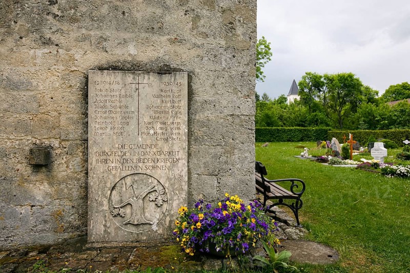 Memorial plaque for the fallen sons in the First and Second World War