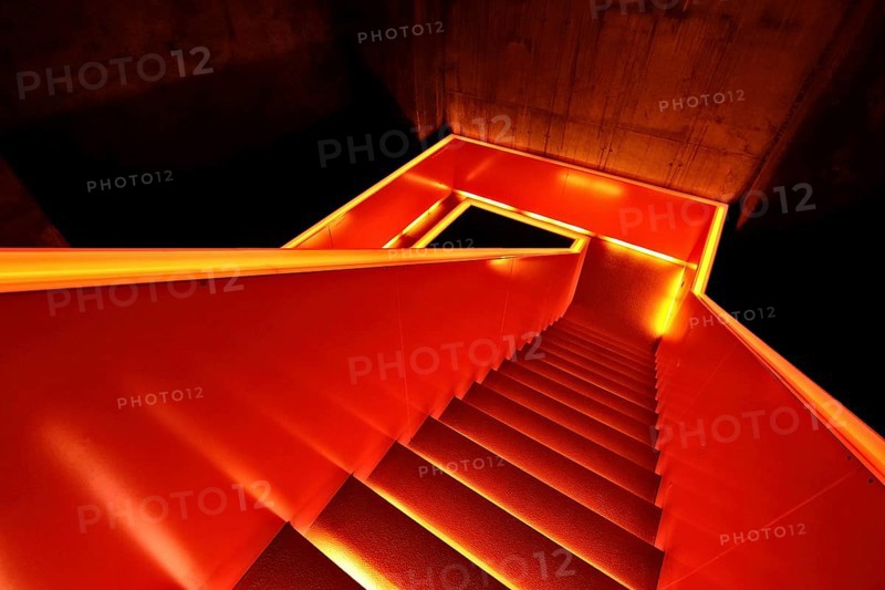 Illuminated staircase in the Ruhr Museum at Zeche Zollverein
