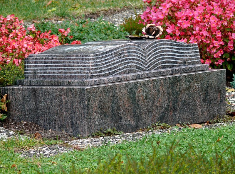 Gravestone in the shape of a book