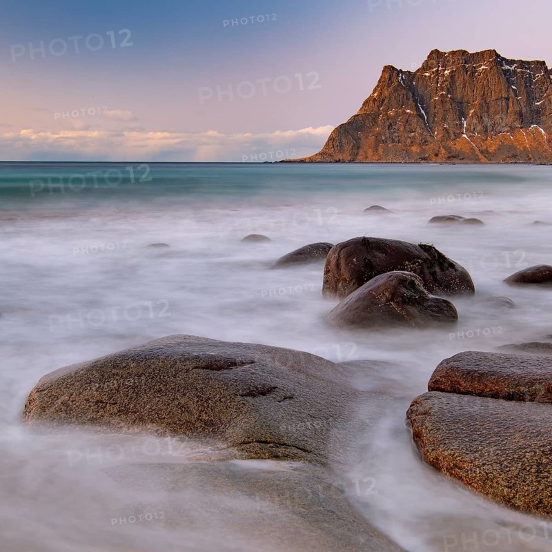 Winter coastal landscape with stormy sea