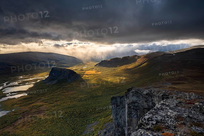 View from Skierffe mountain to Rapadalen valley and Nammatj mountain