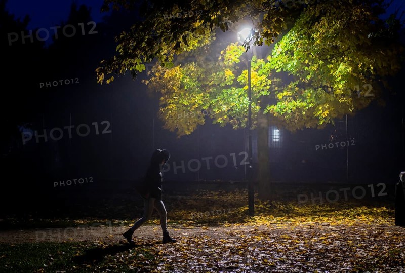 A woman walks through a lonely park in Markt Swabia
