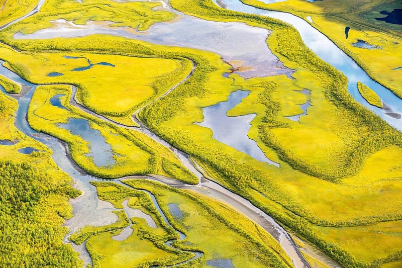 Close-up of the Rapadalen river delta