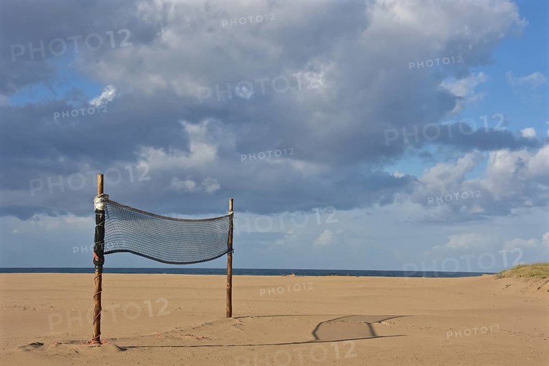 Lonely volleyball net on Amoreira beach