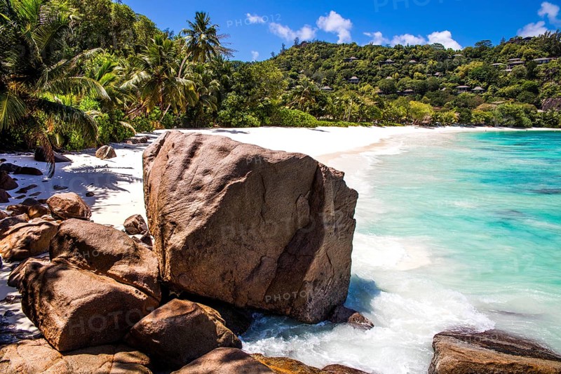 Petite Anse beach with granite rocks