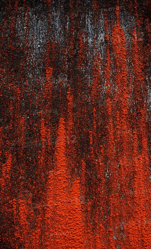 House facade with red algae growth