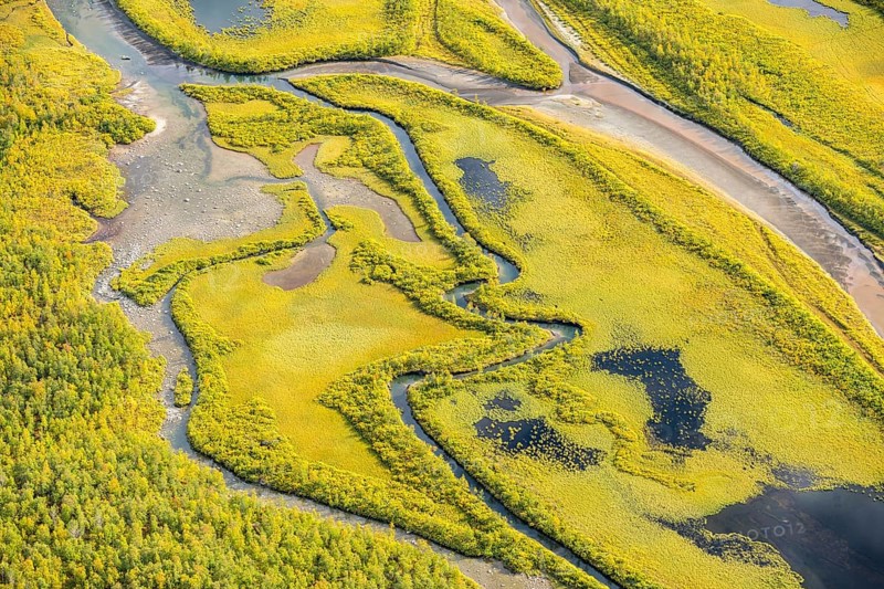 Close-up of the Rapadalen river delta