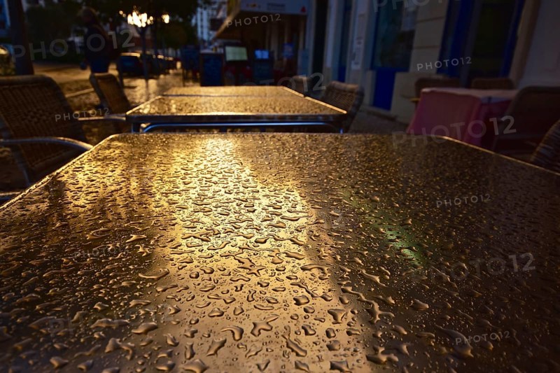 Raindrops on table