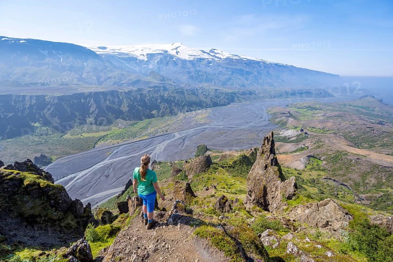 Hiker looking over landscape