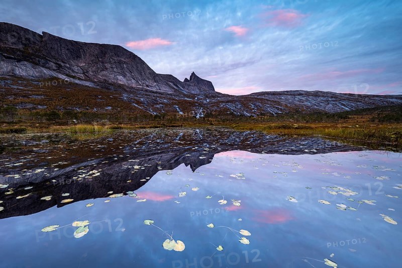 Mount Kulhornet reflected in small pond