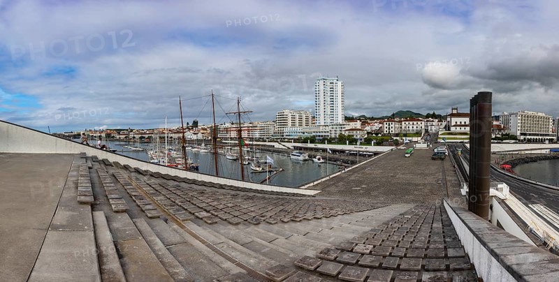 View over the marina and the promenade of Ponta Delgada