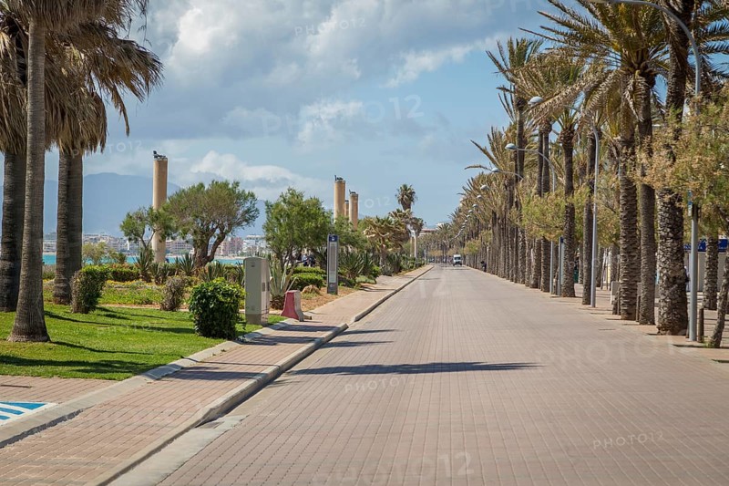 Deserted beach promenade at Ballermann during Lockdown