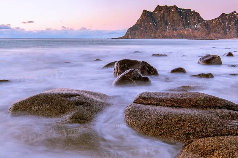 Winter coastal landscape with stormy sea