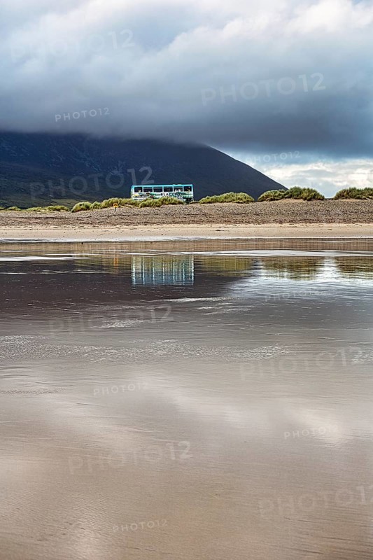 Discarded Double-decker bus in the dunes