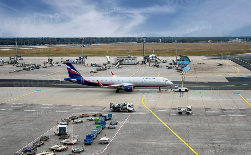 Aeroflot aircraft on the tarmac at Frankfurt Airport