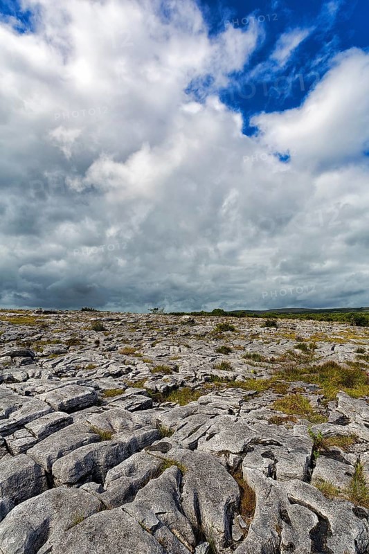 Bizarrely shaped limestone slabs on the hillside